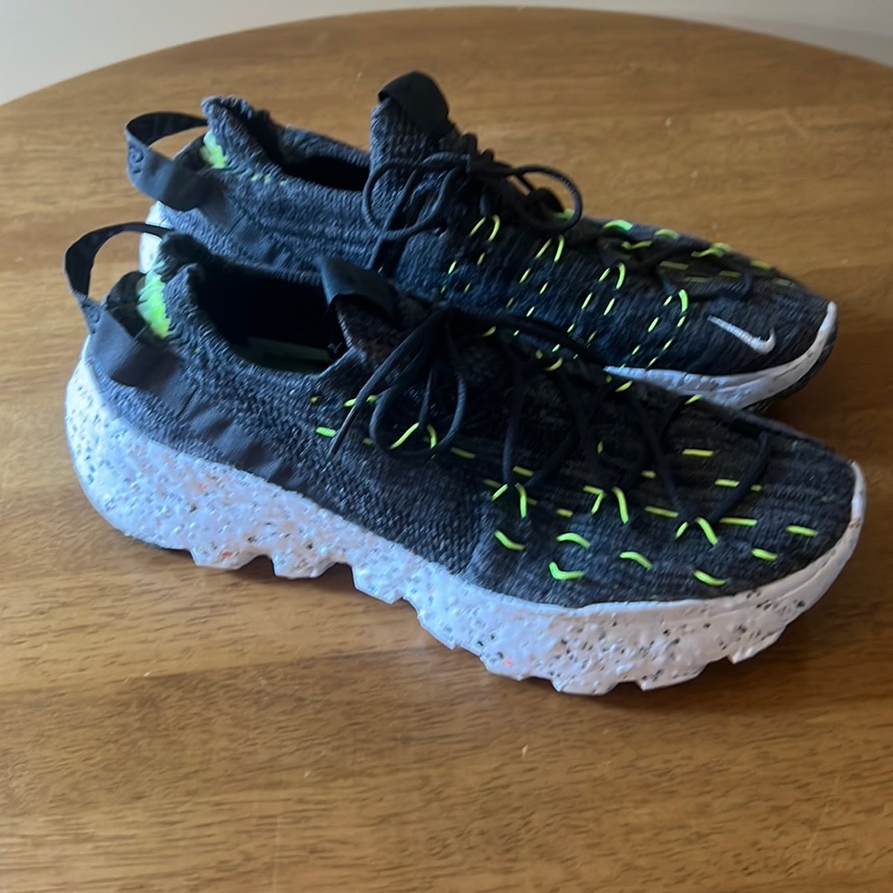 Nike Black and Neon Green Space Hippie 04 running shoes
